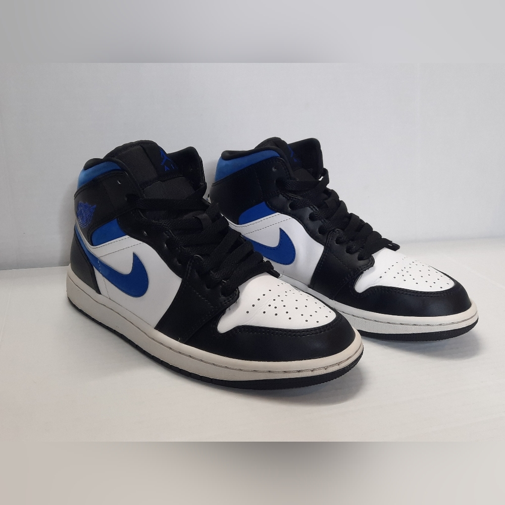 Air Jordan 1 Mid White Black Racer Blue Men's Size 7.5